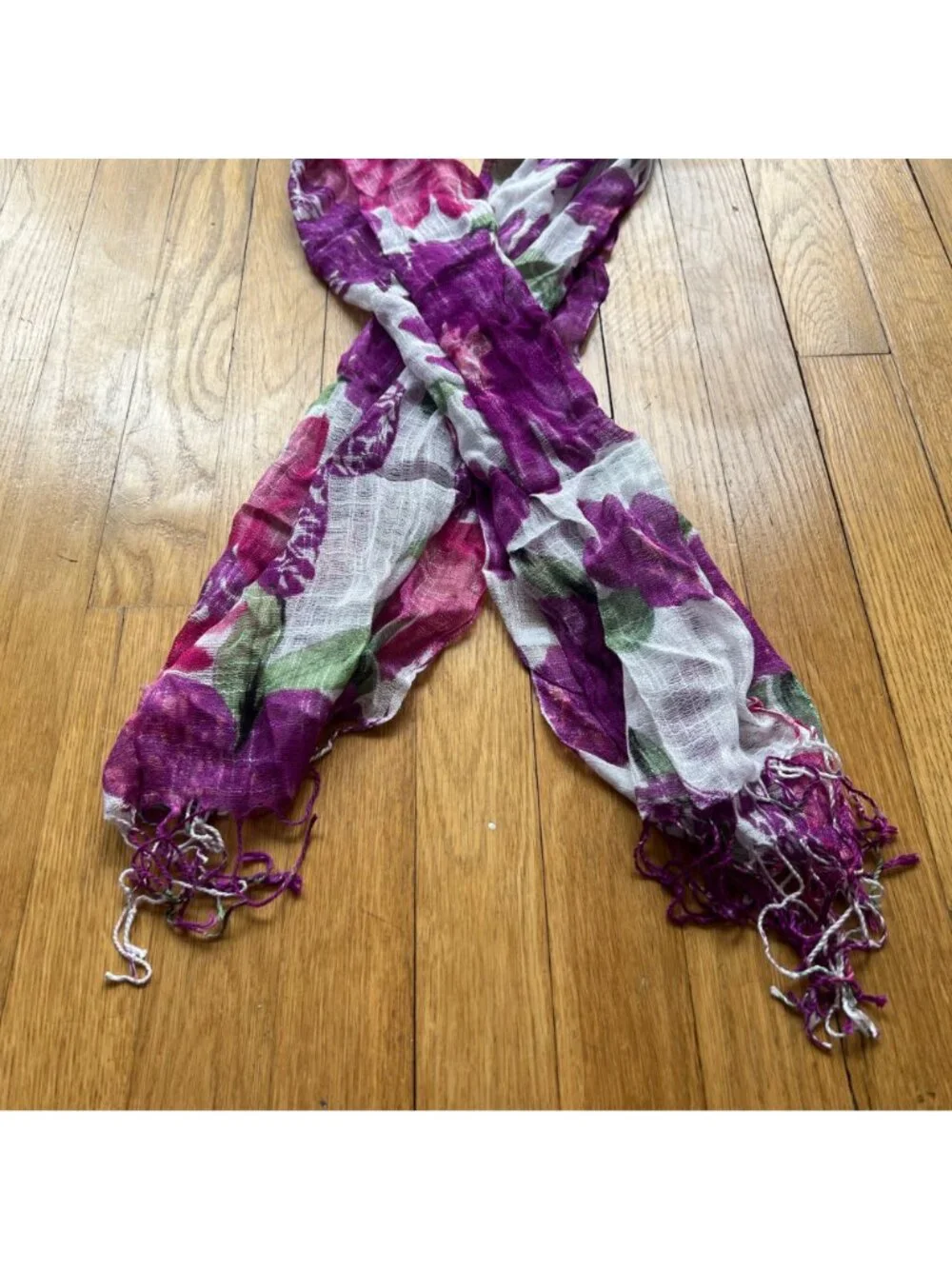 Purple Floral 100% Linen Size 70